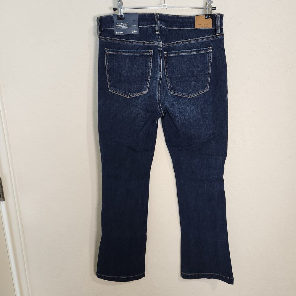 American Eagle Stretch Denim Blue Skinny Kick Bootcut Flare Jeans Size 8 Short - Picture 3 of 8